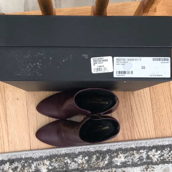 🤎💜 Saint Laurent 💜🤎 DARK VIOLET Vertigo STELLA Lou Ankle Zipper Boots sz 35! - Picture 5 of 16